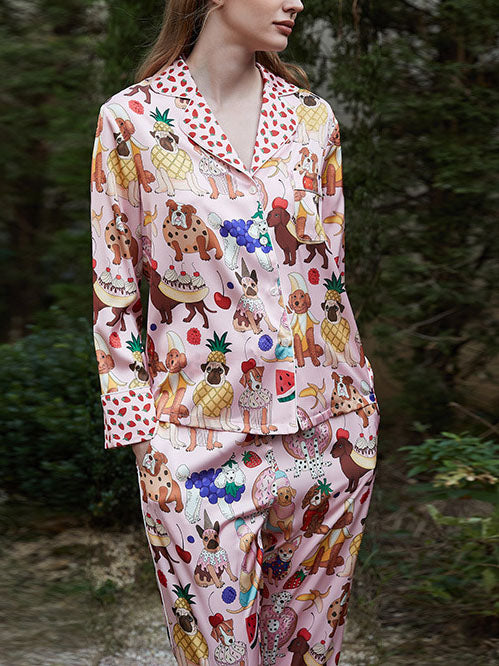 Roze desserthond pyjamaset