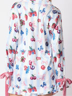 Blauwe pyjamaset met strikmanchetten