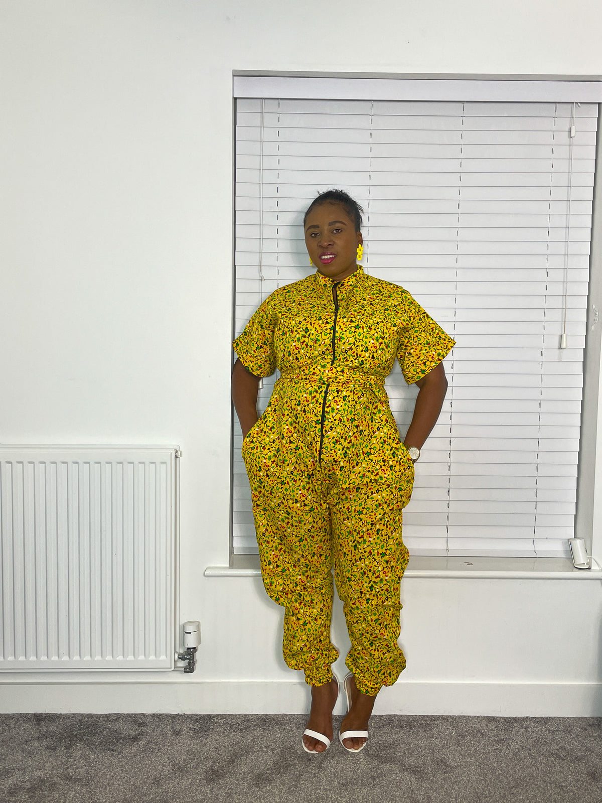 Audrey jumpsuit | Yellow African Print Cropped Jumpsuit