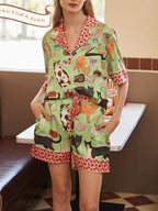 Pyjamaset met korte broek en koffiekat