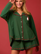 Kerstman Lange Mouwen Shirt Shorts Pyjama Set