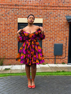Billie Ankara Midi Dress | Pink and Orange African Print