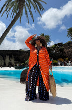 Tolu Adire Shirt Dress | Orange and White Pattern