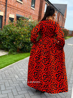 Lucia Ankara Maxi Dress | Orange African Print