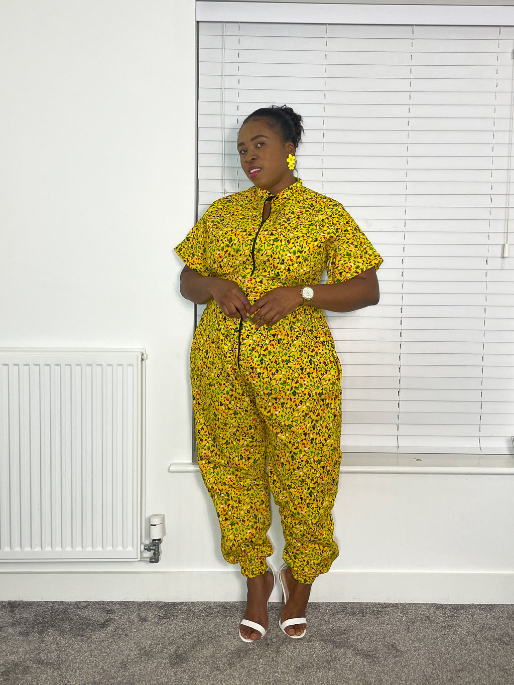 Audrey jumpsuit | Yellow African Print Cropped Jumpsuit