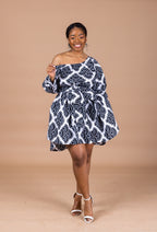 Stella Ankara Midi Dress | Black and White African Print