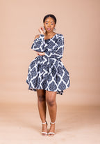 Stella Ankara Midi Dress | Black and White African Print