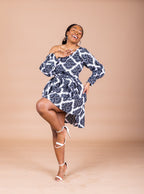 Stella Ankara Midi Dress | Black and White African Print