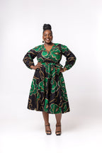 Deja Ankara Midi Dress | Green and Black African Print