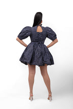 Moji Ankara Short Mini Dress | Black and White African Print
