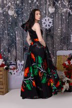 Allison Ankara Maxi Dress | Black Multicolored Floral African Print