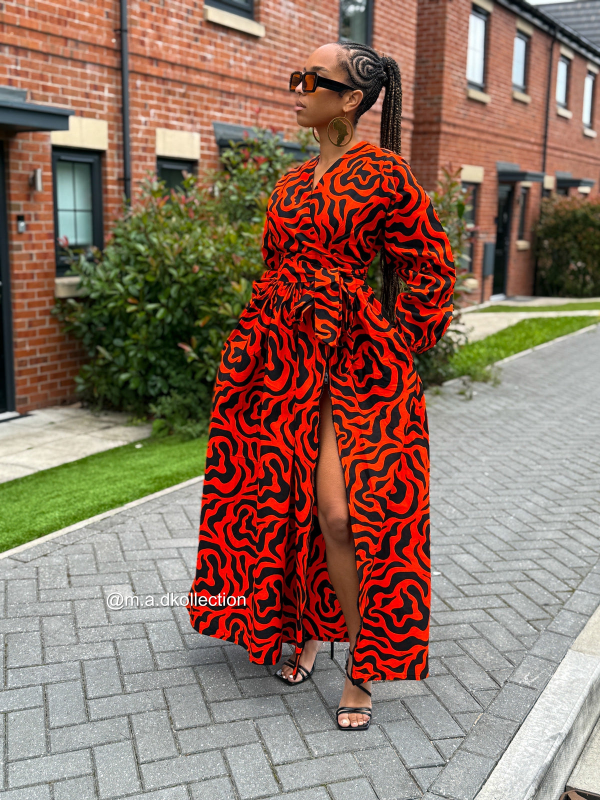 Lucia Ankara Maxi Dress | Orange African Print