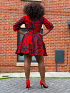 Beatrice Ankara Short Mini Dress | Red African Print