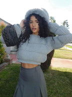 Street Style Lantaarn Mouw Crop Trui