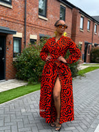 Lucia Ankara Maxi Dress | Orange African Print