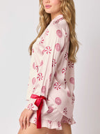 Snoepprint Fluwelen Bies Pyjama Set