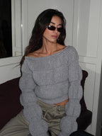 Street Style Lantaarn Mouw Crop Trui
