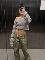 Street Style Lantaarn Mouw Crop Trui