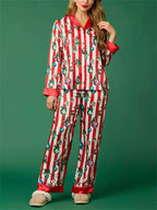 Kerst Festieve Streepprint Pyjama Set
