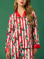Kerst Festieve Streepprint Pyjama Set