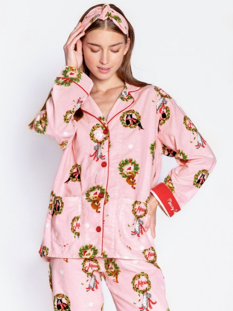Kitten Krans Print Pyjama Set