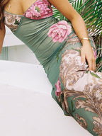 Resort slanke slipdress met print