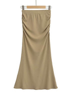 Geplooide, halflange fishtail-rok