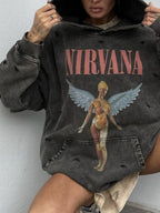 Casual en luie sweatshirt met capuchon in retrostijl