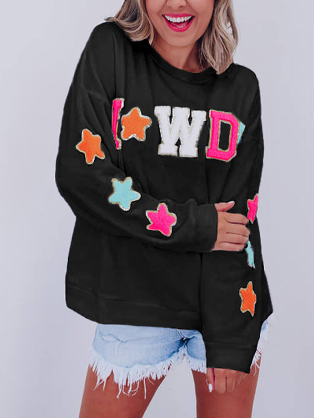 Mode letter sterrenprint sweatshirt