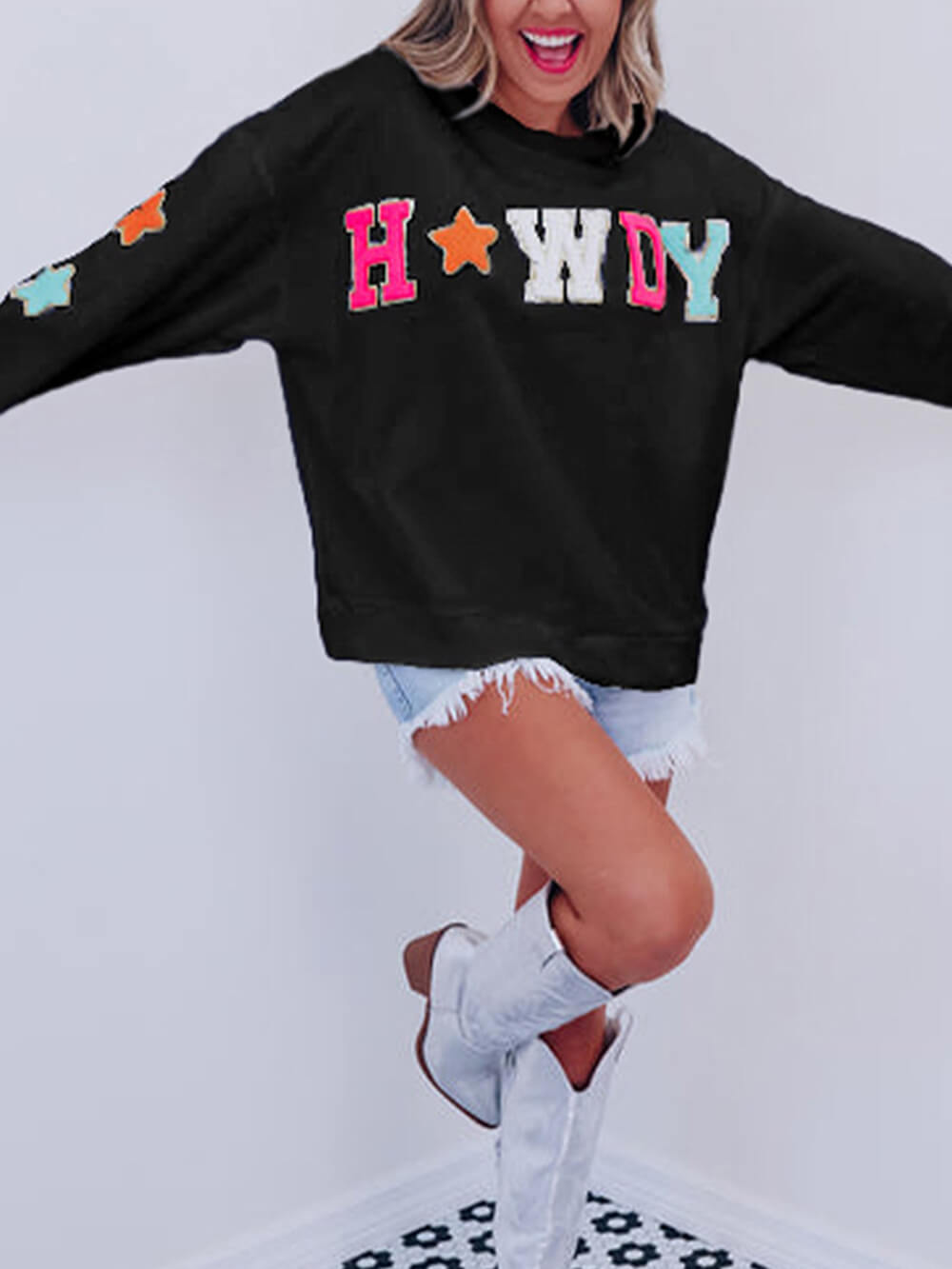 Mode letter sterrenprint sweatshirt