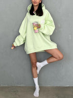 Losse effen kleur sweatshirt
