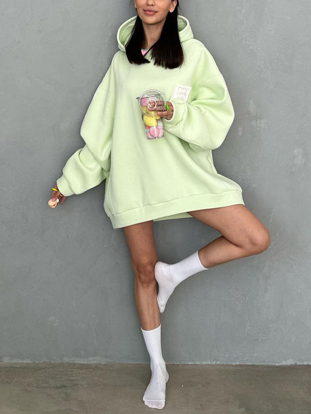 Losse effen kleur sweatshirt