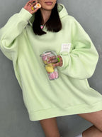 Losse effen kleur sweatshirt