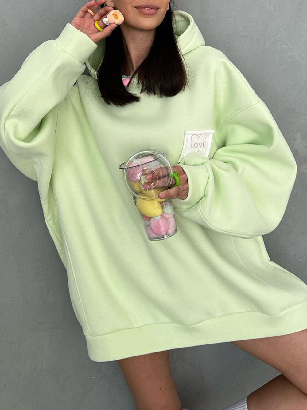 Losse effen kleur sweatshirt