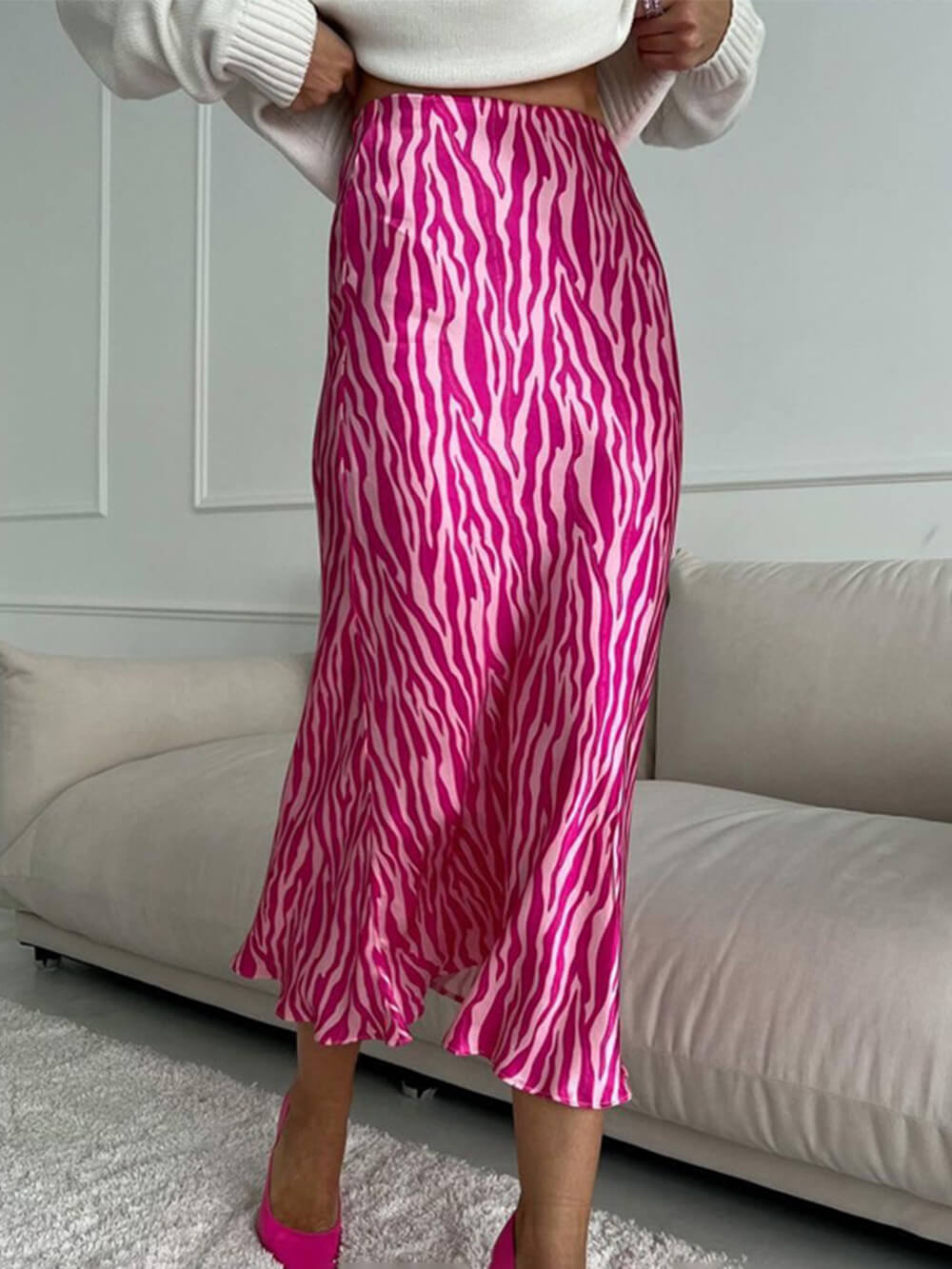 Modieuze fishtail-rok met Franse print