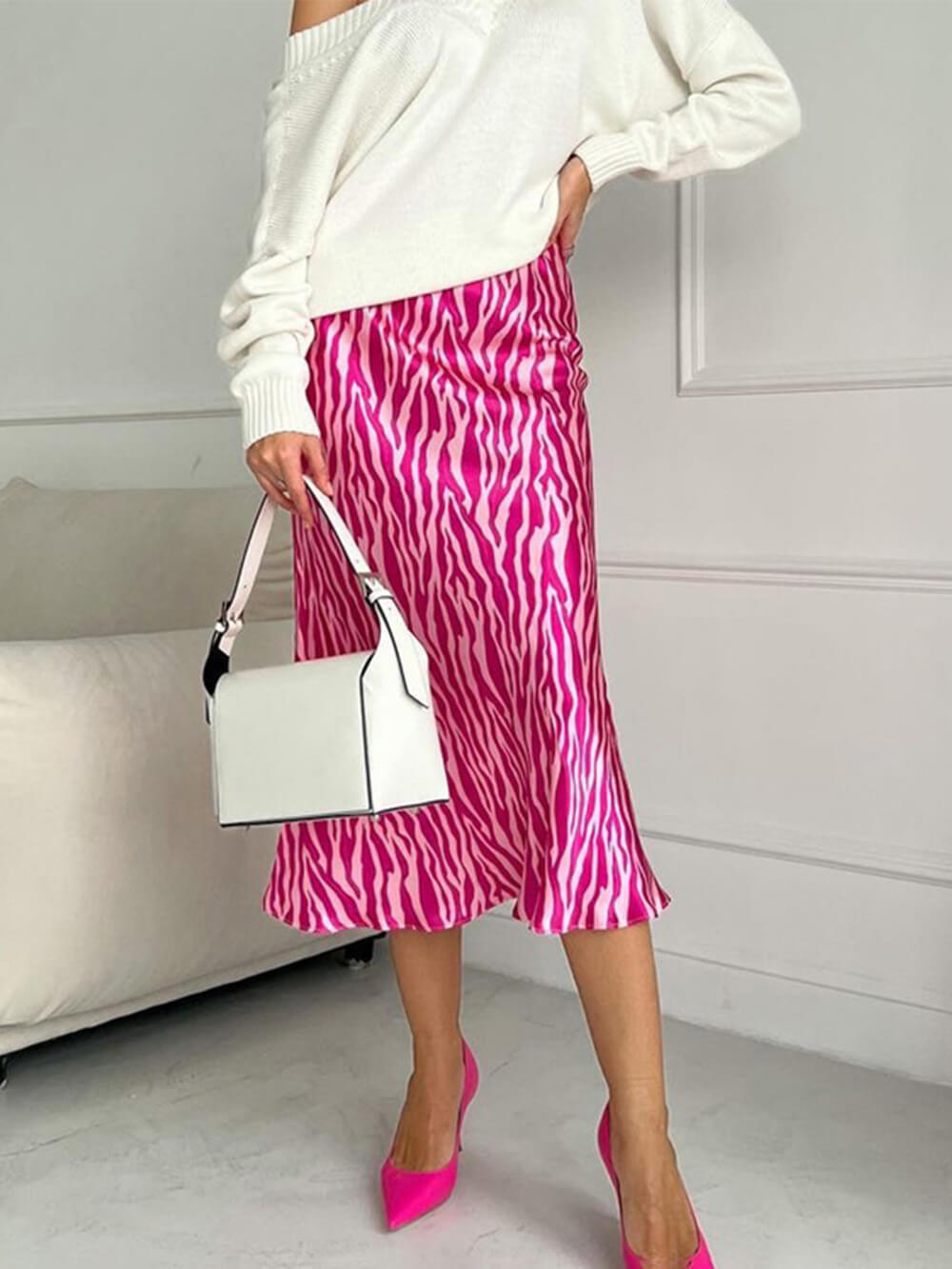 Modieuze fishtail-rok met Franse print
