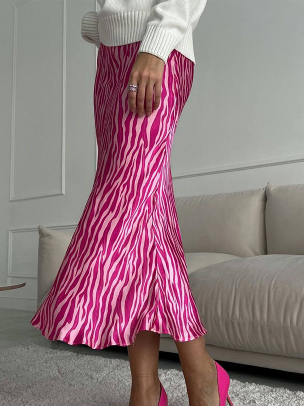 Modieuze fishtail-rok met Franse print