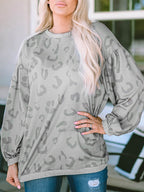 Off-shoulder sweatshirt met luipaardprint