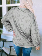 Off-shoulder sweatshirt met luipaardprint
