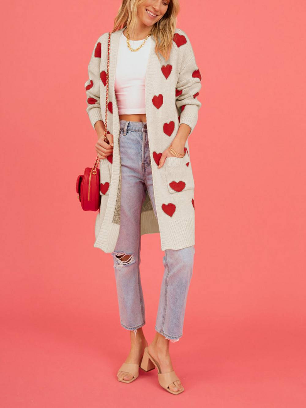 Hart gebreid vest
