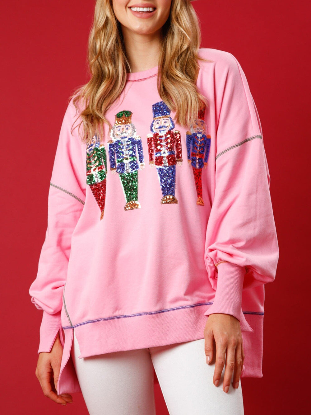 Sweatshirt met notenkraker van Franse badstof met pailletten