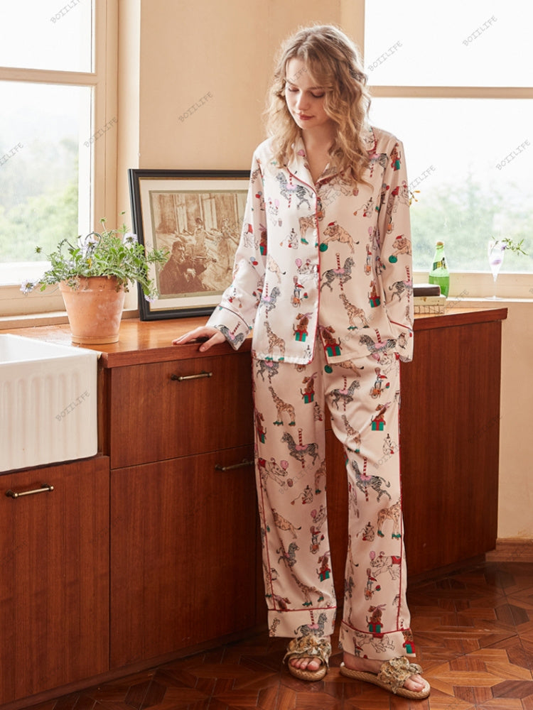 Circus Print IJszijde Pyjama Loungewear Set