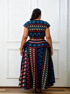 Meerlagige Afrikaanse print peplum maxi-jurk
