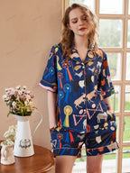 Schattige Cartoon Dierenprint Korte Loungewear Set