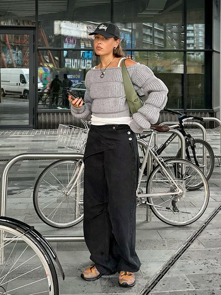 Street Style Lantaarn Mouw Crop Trui