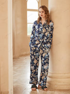 Begonia pyjama-loungekledingset met lange mouwen en bloemenprint