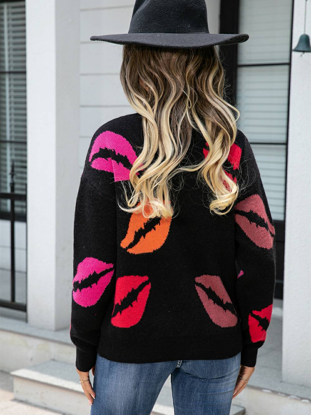 Lips of Love gebreide trui met V-hals