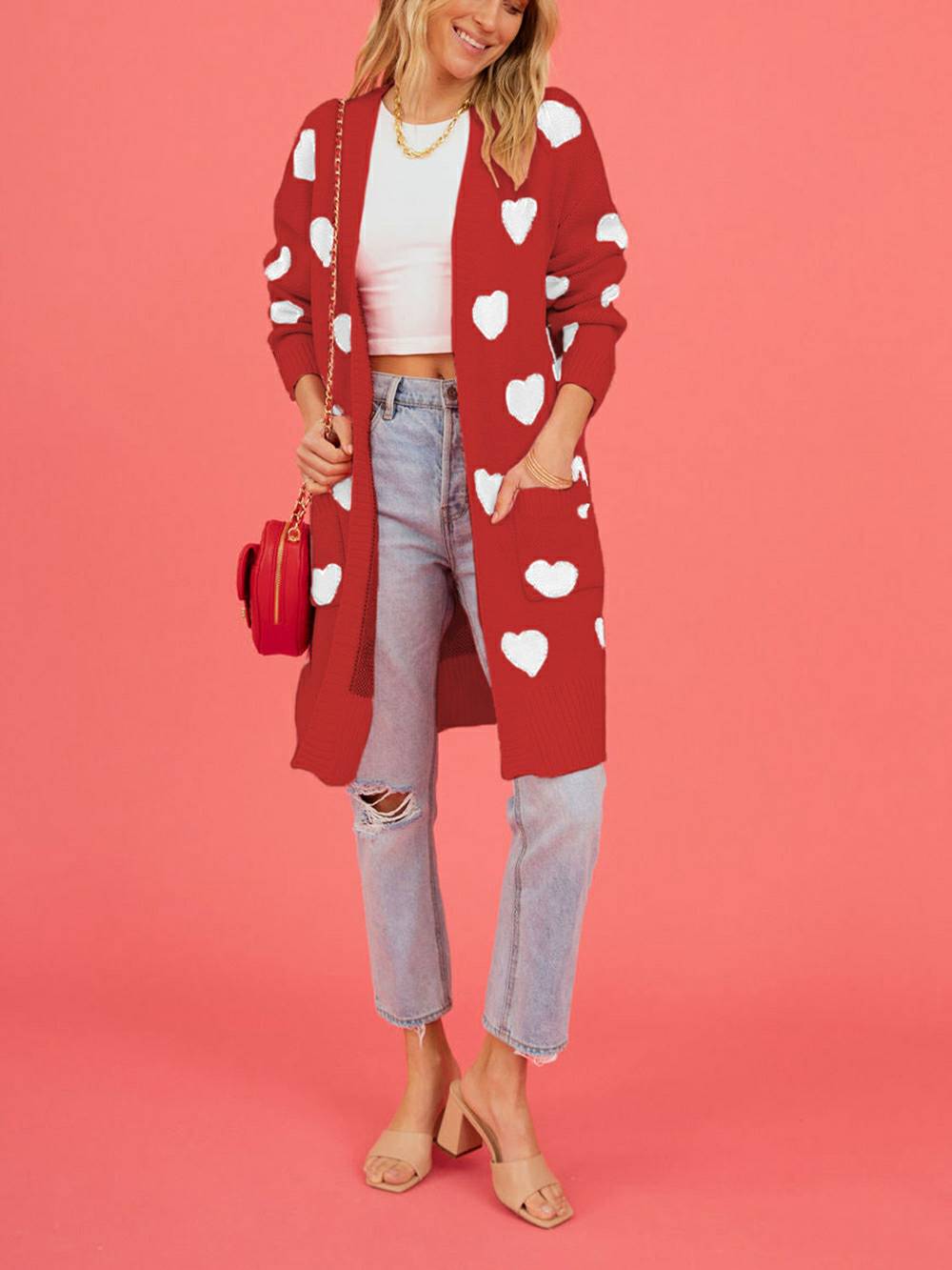 Hart gebreid vest
