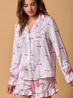 Boog Lange Mouwen Knopsluiting Pyjama Set