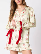 Feestelijke Maretak Print Vlinderdas Pyjama Set